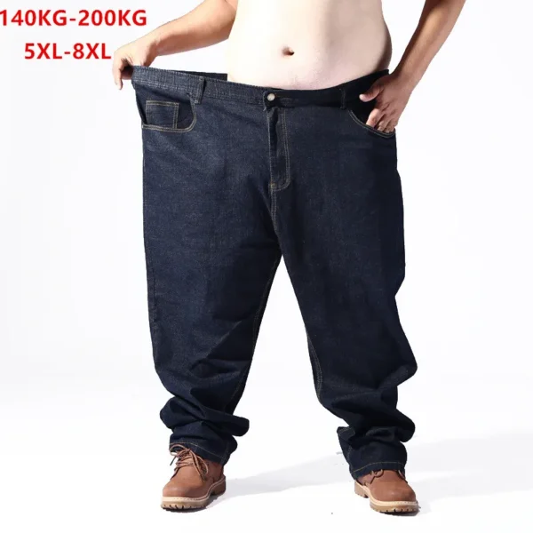 Plus Big Size Black Jeans Men 5XL 6XL 7XL 8XL 54 56 58 59 60 200KG Elastic Denim Trousers Extra Large Male Blue Pants Clothes