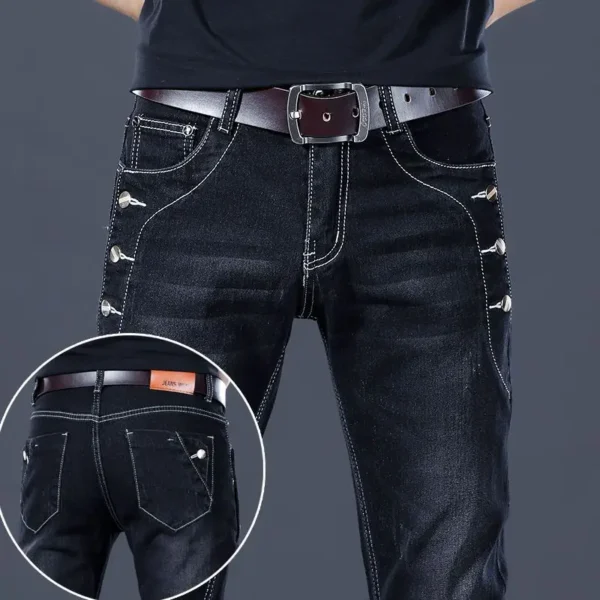 Fashion Stylish Korean Style Clothes Classic Kpop Streetwear Luxury Slim-Fit Smoke Gray Men's Jeans Casual Cowboy Pants for Men - Image 5