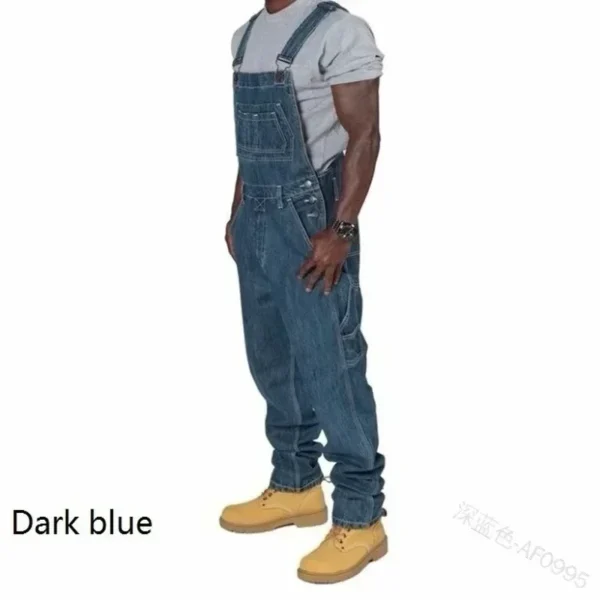 Mens Jeans Overalls Men Jumpsuit Pockets Casual Loose Long Denim Pants Straight Rompers Autumn Plus Size Punk Biker One Piece - Image 2
