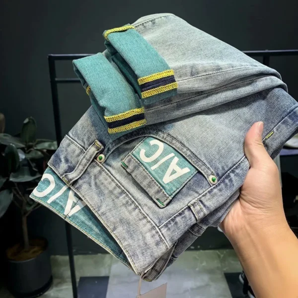 Fashion Luxury Classic Denim Punk Cowboy Streetwear Men's Denim Jeans Autumn Winter Stretch Slim Fit Korean Style Casual Pants - Image 5
