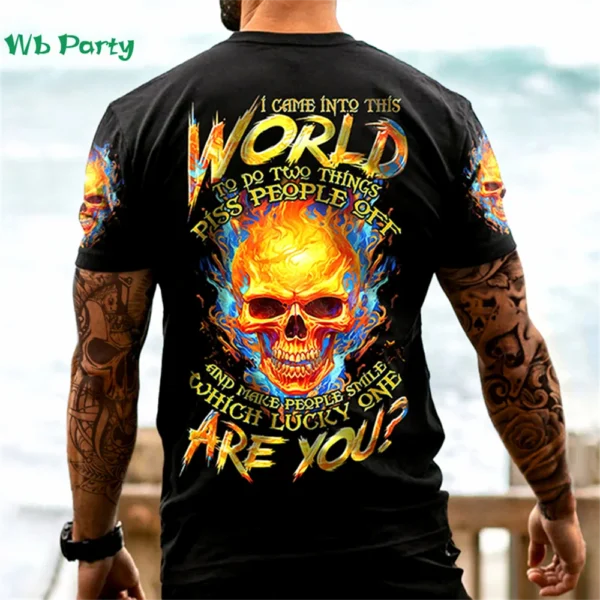 Skull Pattern Back Print Clothes Men Graphic Tees Men's Summer Clothes Designer Clothes Men Short Sleeve Tee Skull Graphic Tees