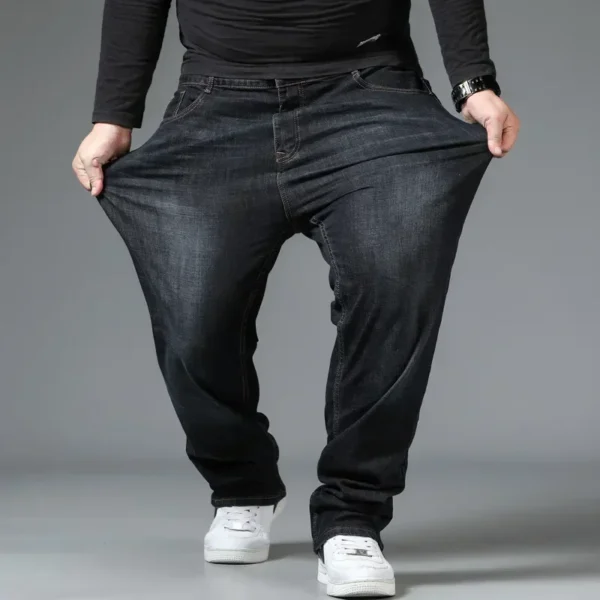 Mens Large Size Black Jeans 10XL Oversize High Waist Loose Trousers Husband Plus Size Loose Denim Trousers Blue Male Denim Pants - Image 2