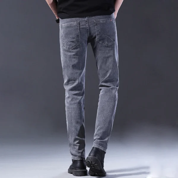 2024 Classic Men’s High Street Fashion Small Foot Skinny Jeans Stretch Soft Straight Leg Versatile Denim Trousers Gray Male - Image 5