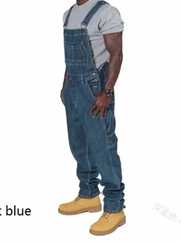 Mens Jeans Overalls Men Jumpsuit Pockets Casual Loose Long Denim Pants Straight Rompers Autumn Plus Size Punk Biker One Piece - Image 6