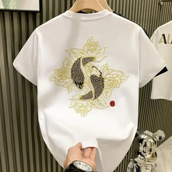 Embroidery Man Tee Shirts Print Top T Shirt for Men Kpop Y2k Basic Streetwear Cheap Clothes Casual Wholesale Aesthetic Clothing - Image 3