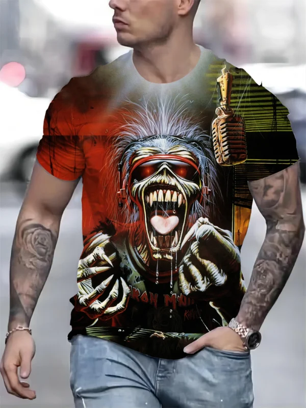 Bold Monster Graphic Tee for Plus Size Men - Summer-Ready, Comfortable Short Sleeves, Eye-Catching Design A Stylish Must-Have - Image 2