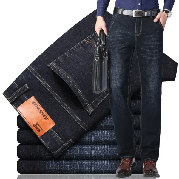 2022 Straight Elastic Cotton Jeans Men Fashion Business Classic Style Jean Denim Pants Trouser - Image 6