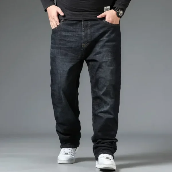Mens Large Size Black Jeans 10XL Oversize High Waist Loose Trousers Husband Plus Size Loose Denim Trousers Blue Male Denim Pants - Image 3