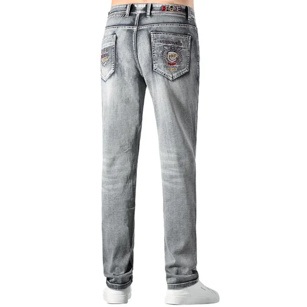 Bruce&Shark New Summer Thin Light Gray Casual Loos Straight Men's Jeans Stretch Cotton Jeans for Men Fashion Mid Waist Big Size - Image 3