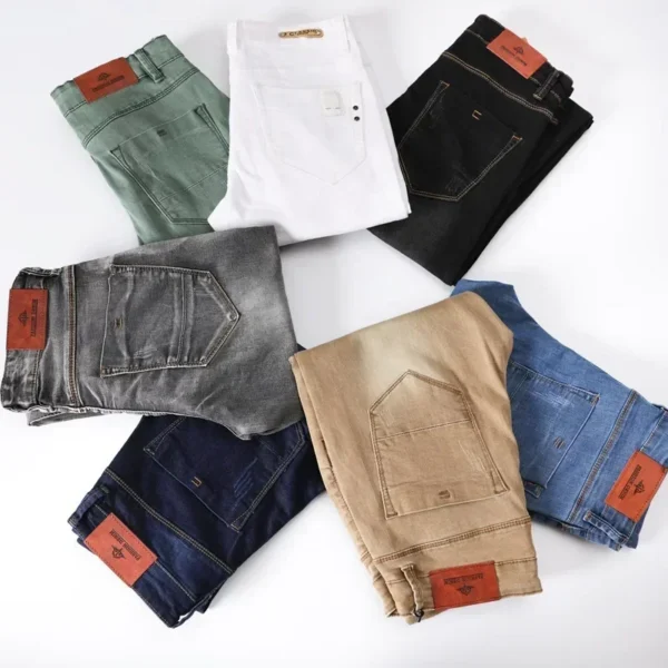 7 Color Men Stretch Skinny Jeans Fashion Casual Slim Fit Denim Trousers Male Gray Black Khaki White Pants Brand 2025 New
