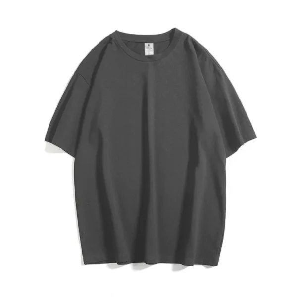 Oversize 240g Pure Color Heavy Cotton Man T Shirts Loose Drop Shoulder Short Sleeve Men T-Shirt Fashion Brand Men's Undershirt - Image 5