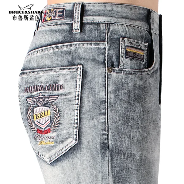 Bruce&Shark New Summer Thin Light Gray Casual Loos Straight Men's Jeans Stretch Cotton Jeans for Men Fashion Mid Waist Big Size