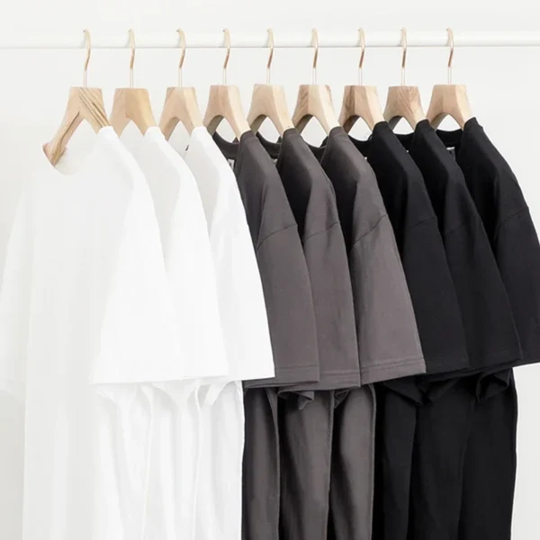 Oversize 240g Pure Color Heavy Cotton Man T Shirts Loose Drop Shoulder Short Sleeve Men T-Shirt Fashion Brand Men's Undershirt