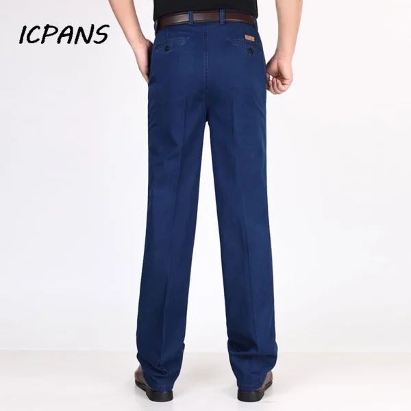 High Waist Double Pleated Denim Jeans For Men Autumn Classic Straight Loose Blue Stretch Jeans Men Pants Plus Size 30- 42 44 46 - Image 5