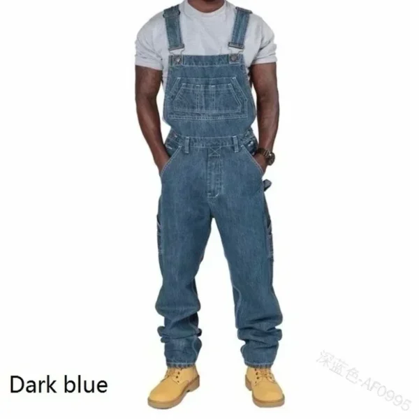 Mens Jeans Overalls Men Jumpsuit Pockets Casual Loose Long Denim Pants Straight Rompers Autumn Plus Size Punk Biker One Piece - Image 3