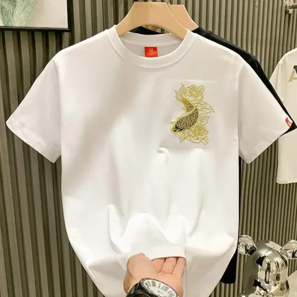 Embroidery Man Tee Shirts Print Top T Shirt for Men Kpop Y2k Basic Streetwear Cheap Clothes Casual Wholesale Aesthetic Clothing - Image 5