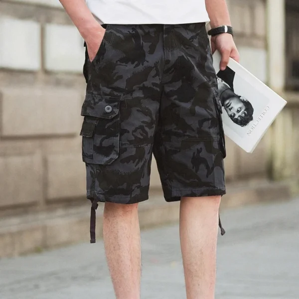 With Pockets Long Baggy Men's Cargo Shorts Camouflage Half Big Size Loose Bermuda Camo Male Short Pants Oversize Wide Beautiful