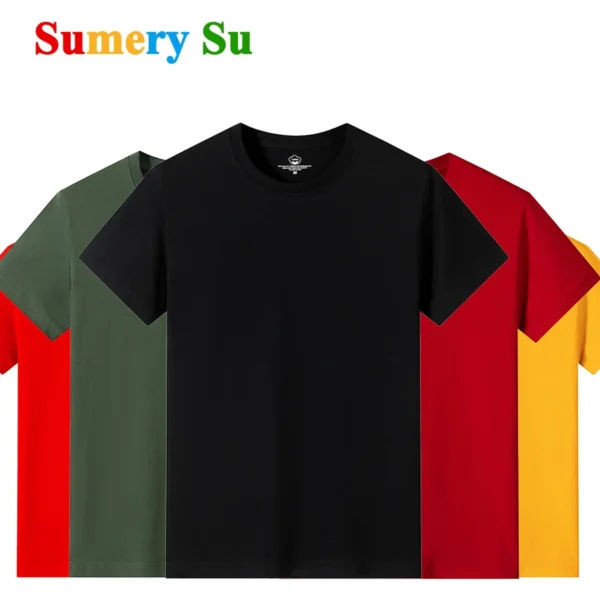 Cotton T Shirts Men Short Fashion 2025 O-Neck Slim T-Shirt Male Casual Solid Color Tee Shirt 18 Colors Plus Size M-6XL Wholesale