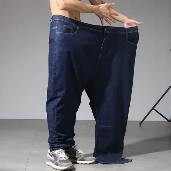 Plus Big Size Black Jeans Men 5XL 6XL 7XL 8XL 54 56 58 59 60 200KG Elastic Denim Trousers Extra Large Male Blue Pants Clothes - Image 4
