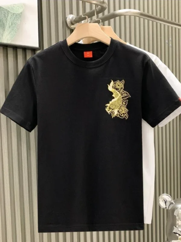 Embroidery Man Tee Shirts Print Top T Shirt for Men Kpop Y2k Basic Streetwear Cheap Clothes Casual Wholesale Aesthetic Clothing