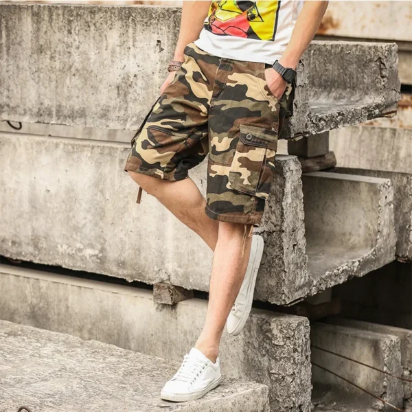 With Pockets Long Baggy Men's Cargo Shorts Camouflage Half Big Size Loose Bermuda Camo Male Short Pants Oversize Wide Beautiful - Image 6