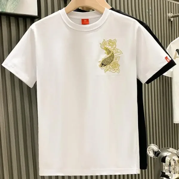 Embroidery Man Tee Shirts Print Top T Shirt for Men Kpop Y2k Basic Streetwear Cheap Clothes Casual Wholesale Aesthetic Clothing - Image 6