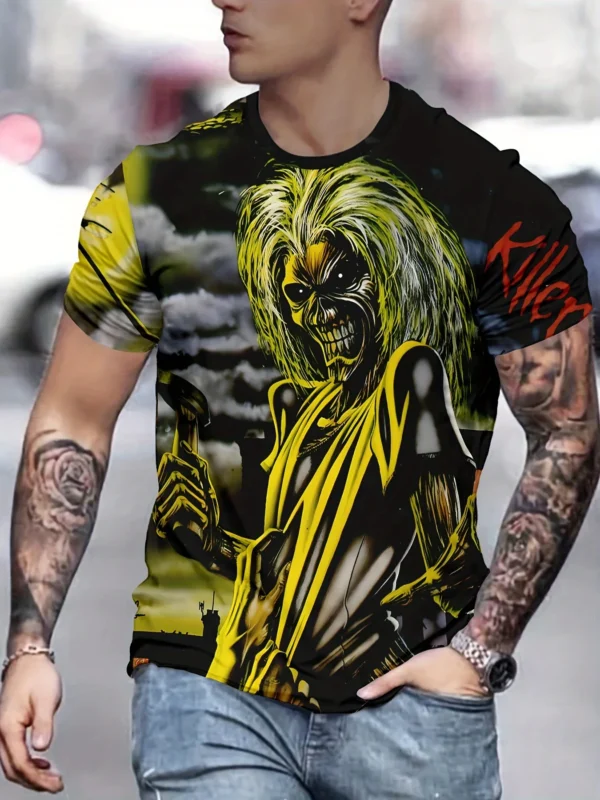 Bold Monster Graphic Tee for Plus Size Men - Summer-Ready, Comfortable Short Sleeves, Eye-Catching Design A Stylish Must-Have