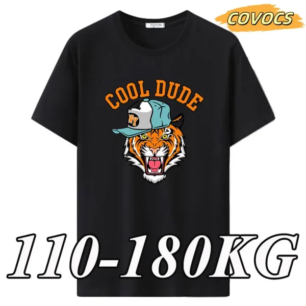 Men Oversized T-shirt Plus Size 4XL 5XL 6XL 7XL Printed Tees 110-175kg Summer Cotton T-shirt Round Neck Short Sleeve Top Clothes