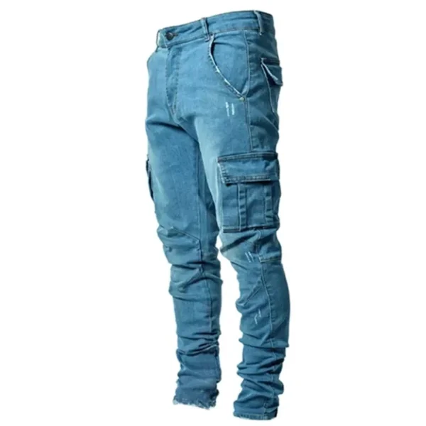 2025 Spring/Summer New Jeans Men's Pants Solid Color Multi Pocket Cowboy Mid Waist Work Pants Casual Pants Men's Daily Wear