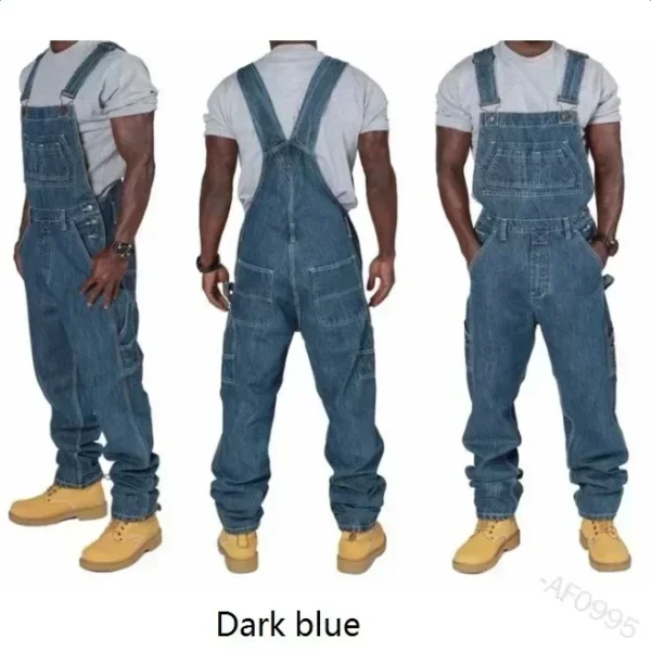 Mens Jeans Overalls Men Jumpsuit Pockets Casual Loose Long Denim Pants Straight Rompers Autumn Plus Size Punk Biker One Piece - Image 5