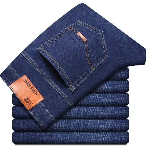 2022 Straight Elastic Cotton Jeans Men Fashion Business Classic Style Jean Denim Pants Trouser - Image 5