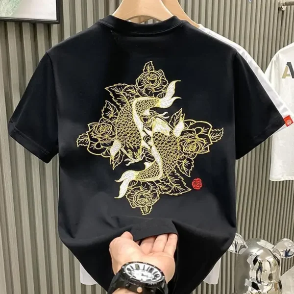 Embroidery Man Tee Shirts Print Top T Shirt for Men Kpop Y2k Basic Streetwear Cheap Clothes Casual Wholesale Aesthetic Clothing - Image 2